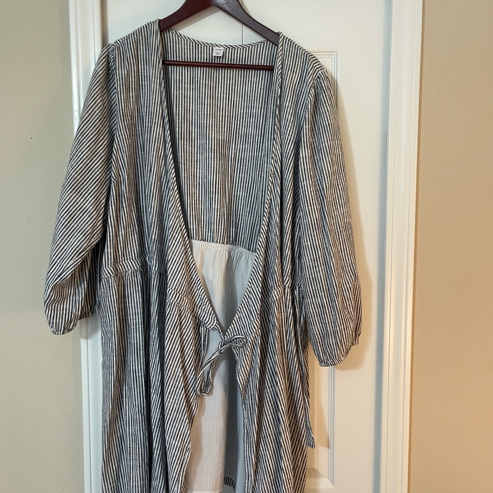 Old Navy Blue and White Striped Wrap Dress